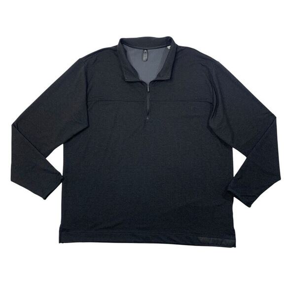 Adidas Sweatshirt Mens 2XL Pepper Black Quarter Zip Pullover Soft Rayon Blend - Picture 1 of 10